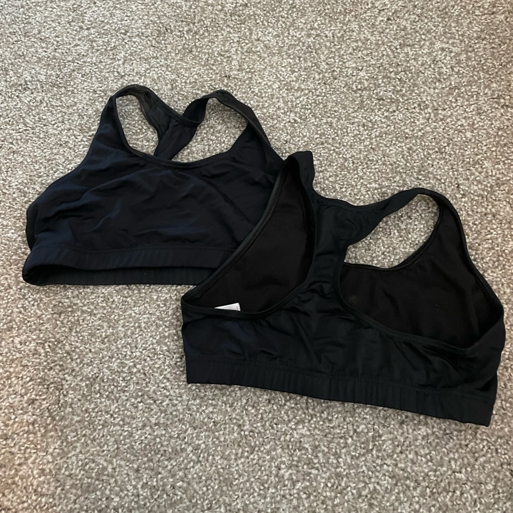 Basic black sports bras. Pair of two. Used for my NBA dance team. Size SMALL